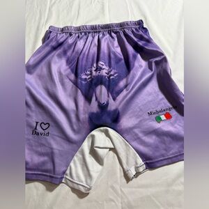 Purple Michelangelo David Art Print Shorts - Size M